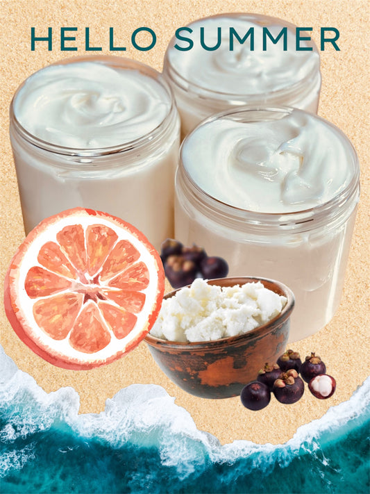 Luxury Kokum & Rosehip body butter in uplifting Pink grapefruit scent